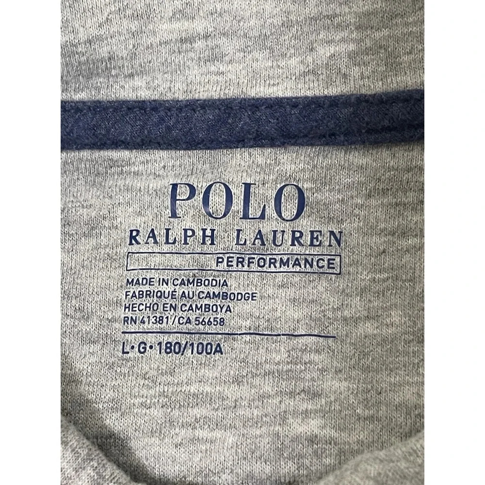 POLO RALPH LAUREN PERFORMANCE Mens Sz Large Blue Heather 1/4 Zip Cotton Pullover